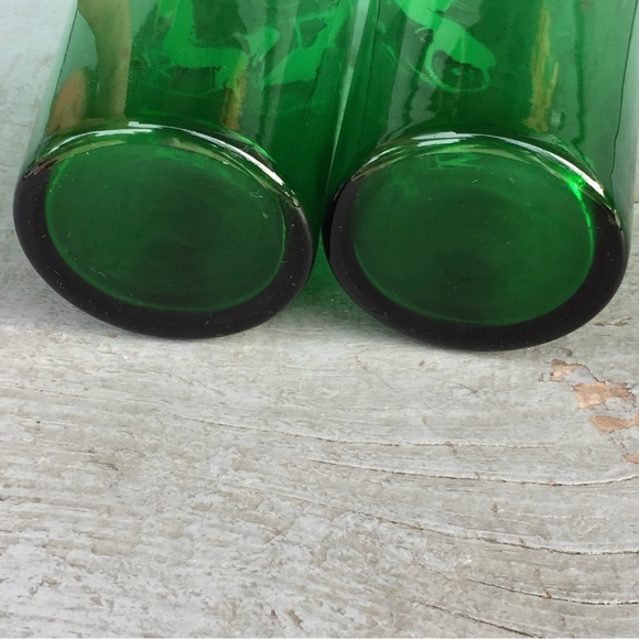 Two Vtg Forest Green Tall Glasses Tumblers HANSOM + GAS BUGGY Anchor Hocking - Picture 4 of 7
